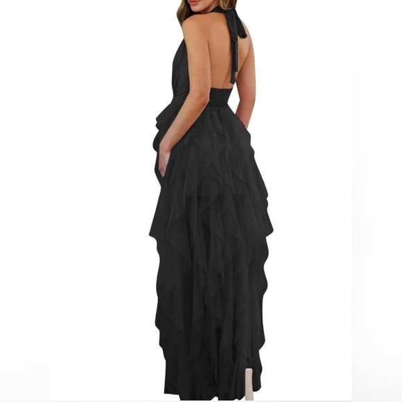 Chic Black High-Low Ruffled Dress - Picture 2 of 3